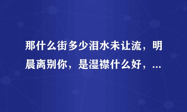 那什么街多少泪水未让流，明晨离别你，是湿襟什么好，未能因已经伤心透，粤语歌词，请问歌曲叫什么名字？