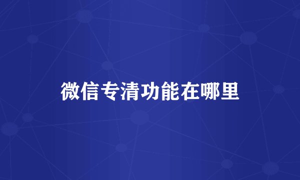 微信专清功能在哪里