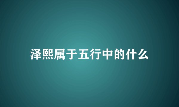 泽熙属于五行中的什么