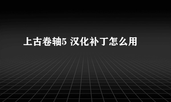 上古卷轴5 汉化补丁怎么用