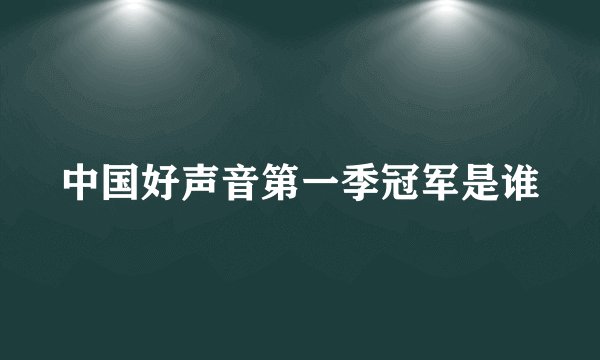 中国好声音第一季冠军是谁