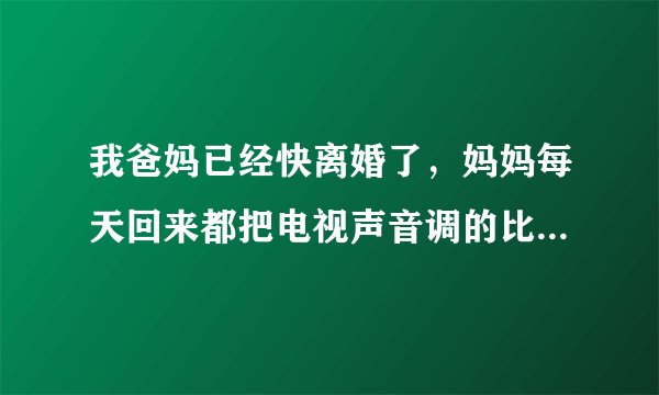 我爸妈已经快离婚了，妈妈每天回来都把电视声音调的比较大，不让爸爸睡觉，我该怎么办，不想让他们打起来