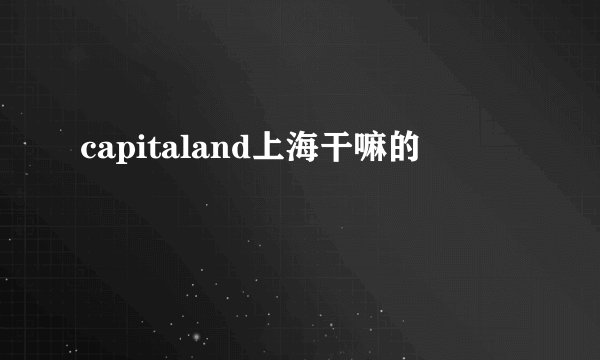 capitaland上海干嘛的