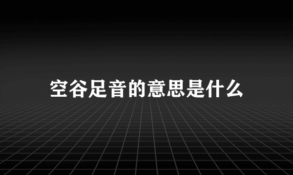 空谷足音的意思是什么