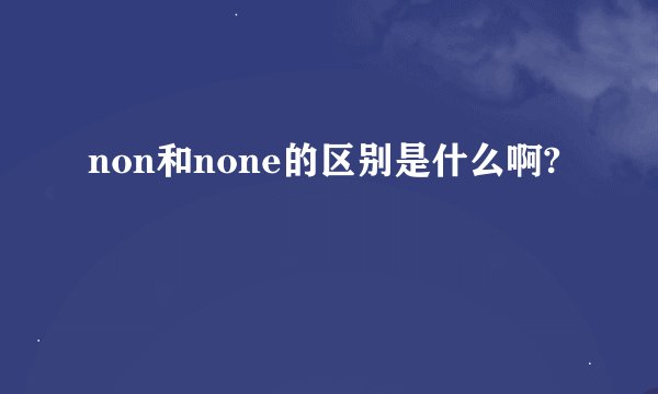 non和none的区别是什么啊?
