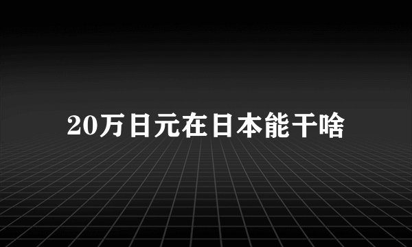 20万日元在日本能干啥