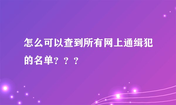 怎么可以查到所有网上通缉犯的名单？？？