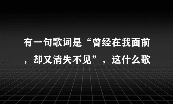 有一句歌词是“曾经在我面前，却又消失不见”，这什么歌