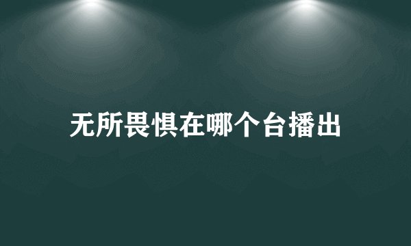 无所畏惧在哪个台播出