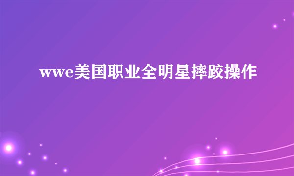 wwe美国职业全明星摔跤操作