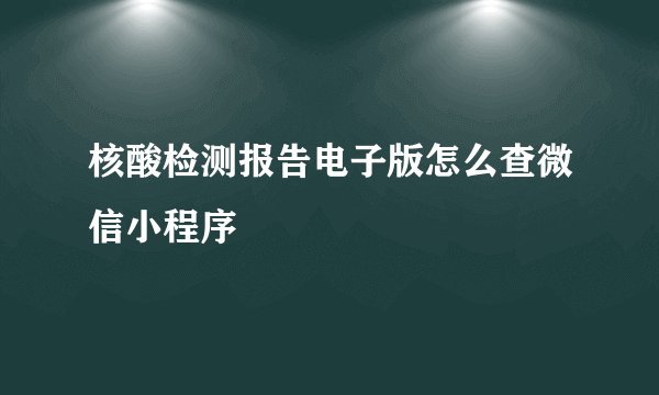 核酸检测报告电子版怎么查微信小程序