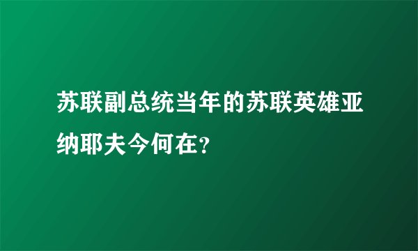 苏联副总统当年的苏联英雄亚纳耶夫今何在？