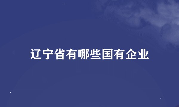 辽宁省有哪些国有企业