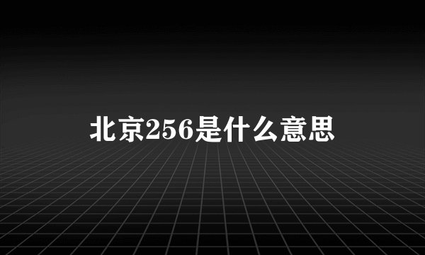 北京256是什么意思