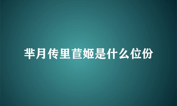芈月传里苣姬是什么位份
