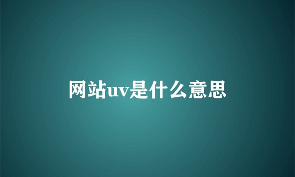 网站uv是什么意思