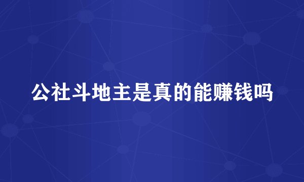 公社斗地主是真的能赚钱吗