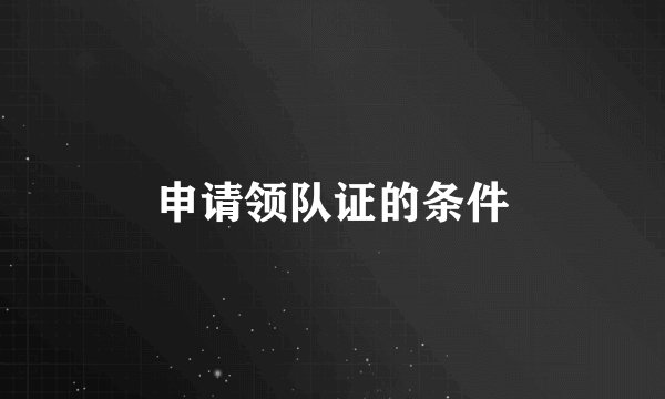 申请领队证的条件