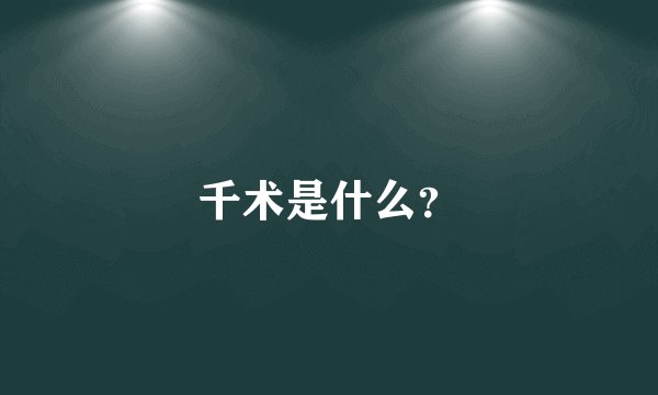 千术是什么？