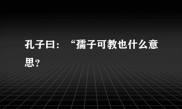 孔子曰：“孺子可教也什么意思？
