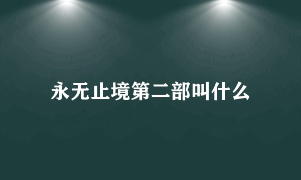 永无止境第二部叫什么