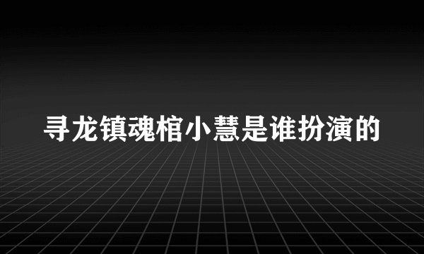 寻龙镇魂棺小慧是谁扮演的