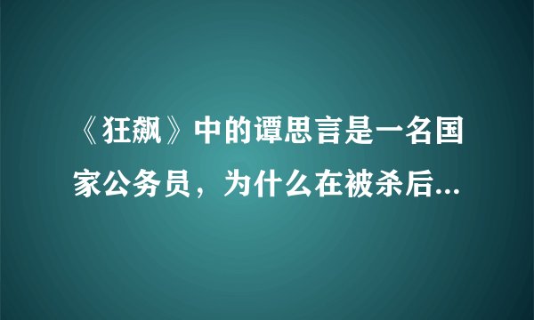 《狂飙》中的谭思言是一名国家公务员，为什么在被杀后，没有引起重视，符合现实吗？