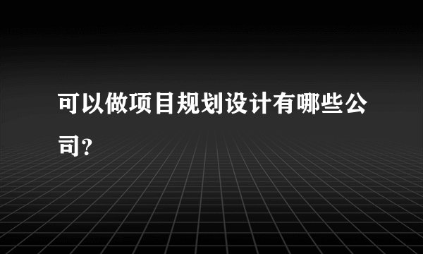 可以做项目规划设计有哪些公司？
