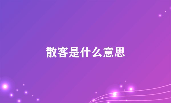 散客是什么意思