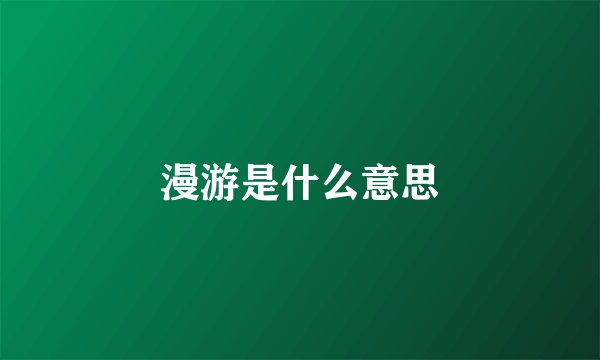 漫游是什么意思