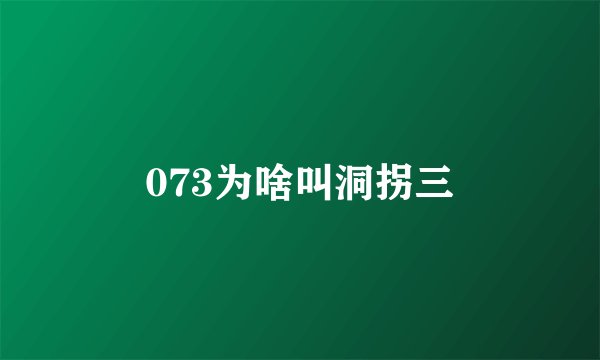 073为啥叫洞拐三