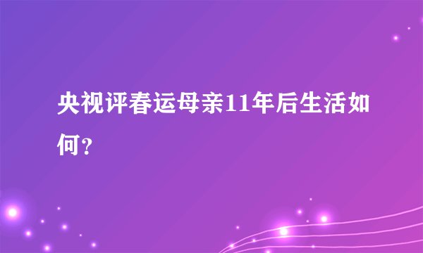 央视评春运母亲11年后生活如何？