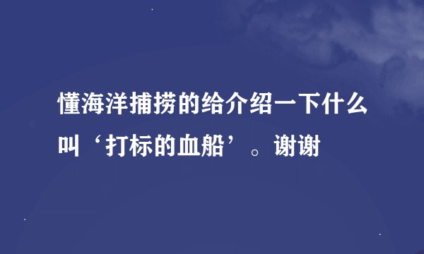 懂海洋捕捞的给介绍一下什么叫‘打标的血船’。谢谢