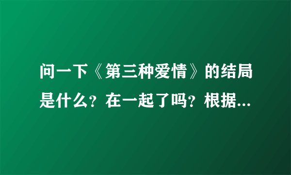 问一下《第三种爱情》的结局是什么？在一起了吗？根据这部小说改编的《绝爱》明天预告是女主在一年后见到