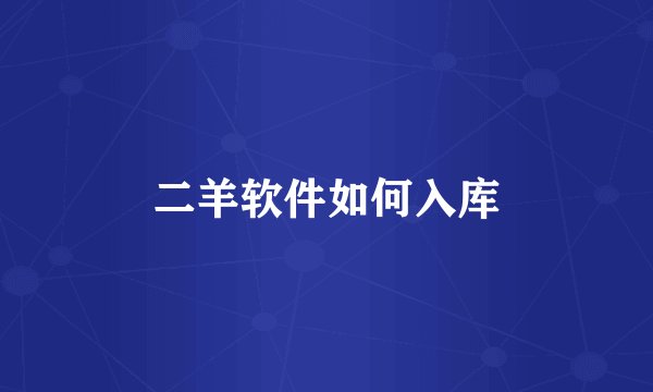二羊软件如何入库