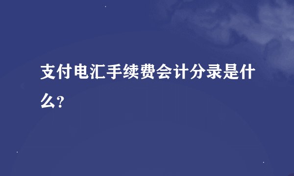 支付电汇手续费会计分录是什么？