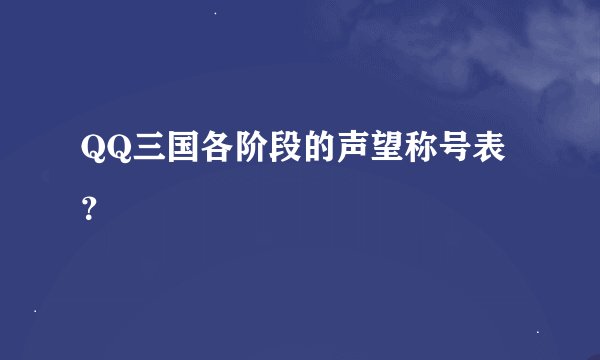 QQ三国各阶段的声望称号表？