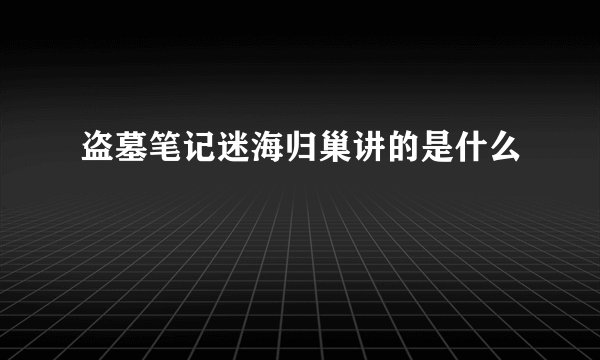 盗墓笔记迷海归巢讲的是什么
