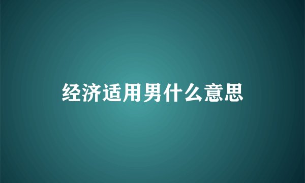 经济适用男什么意思