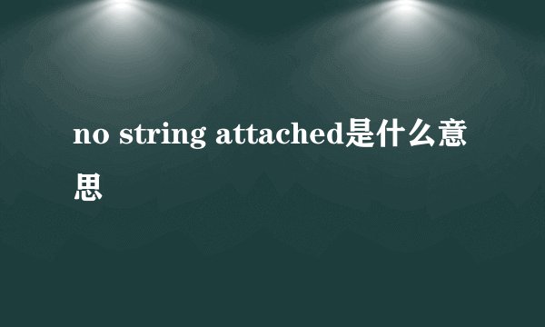 no string attached是什么意思