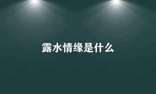 露水情缘是什么