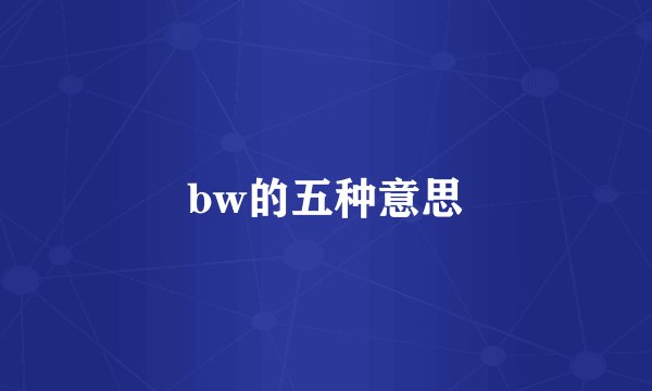 bw的五种意思