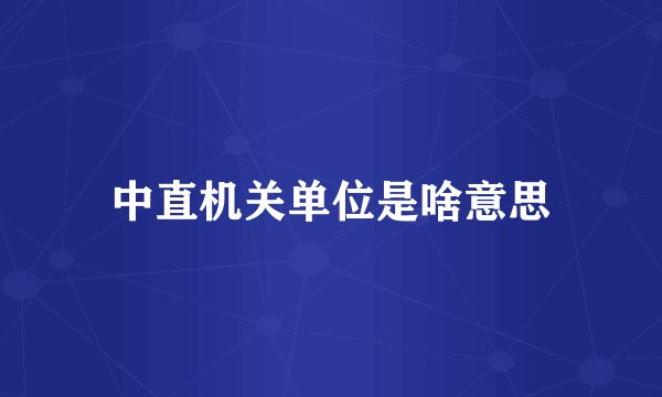 中直机关单位是啥意思