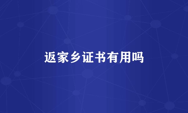 返家乡证书有用吗