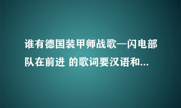 谁有德国装甲师战歌—闪电部队在前进 的歌词要汉语和本文的哦？？？