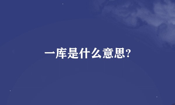 一库是什么意思?