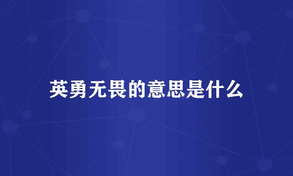英勇无畏的意思是什么