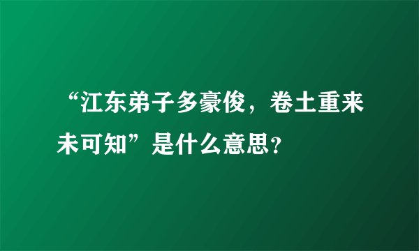 “江东弟子多豪俊，卷土重来未可知”是什么意思？