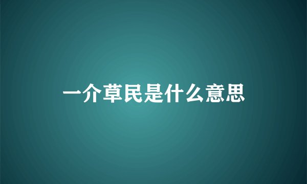 一介草民是什么意思