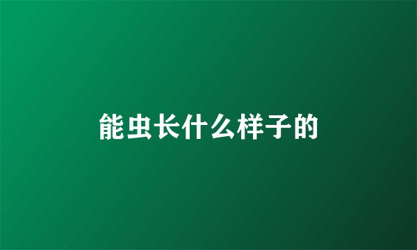 能虫长什么样子的